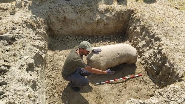 Recuperan del embalse de Valdecañas una de las pocas esculturas con dos verracos unidos de la Península