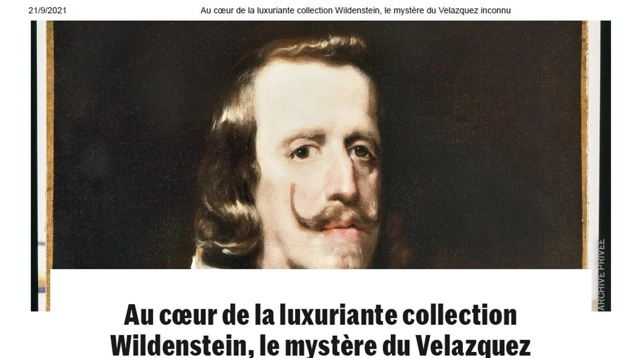 Pantallazo del diario francés 'Le Monde' con la noticia del supuesto Velázquez 'perdido'