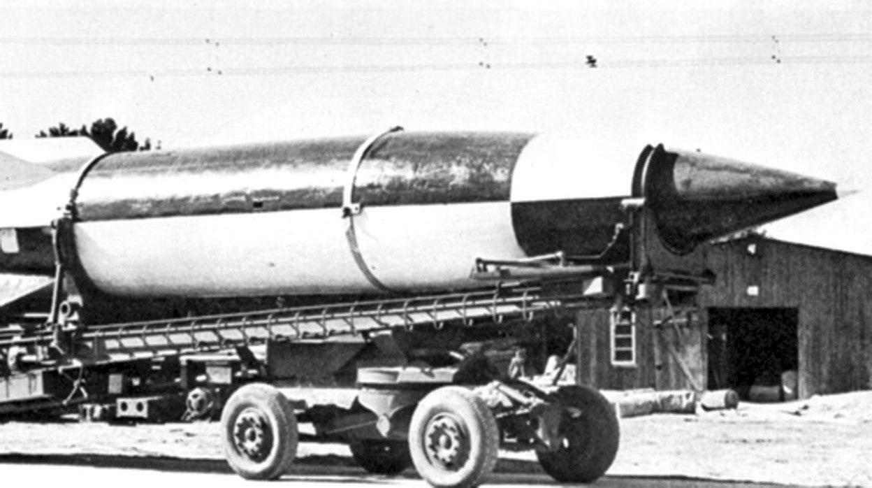 Un cohete V2 en territorio alemán