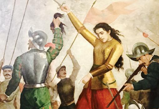 Inés Suárez en un lienzo de José Mercedes Ortega (Museo Histórico Nacional, Santiago de Chile)
