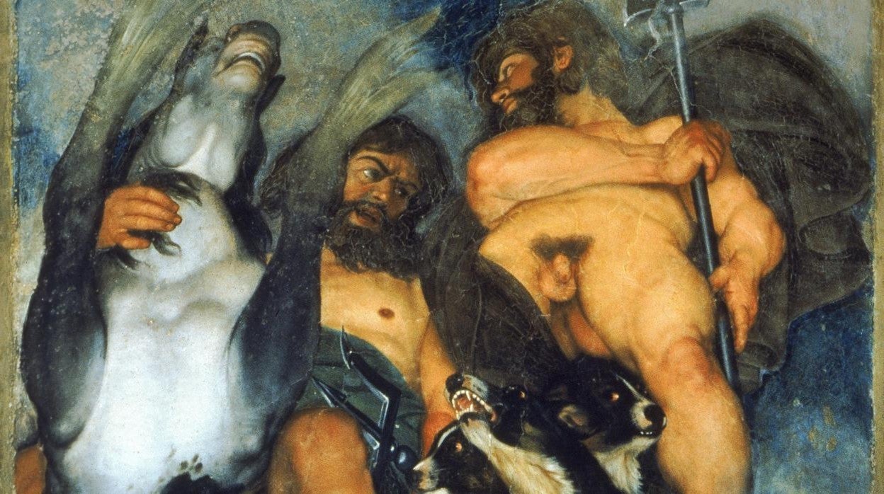 Fragmento del mural 'Jupiter, Neptuno y Plutón', de Caravaggio en Villa Ludovisi