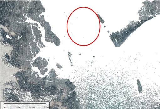 Apenas hay puntos del láser que toquen esa zona.