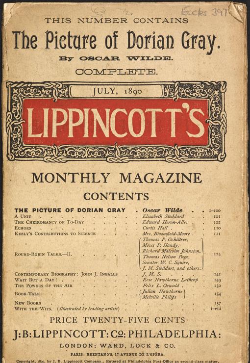 Oscar Wilde. El retrato de Dorian Gray. Revista Lippincott. 1890