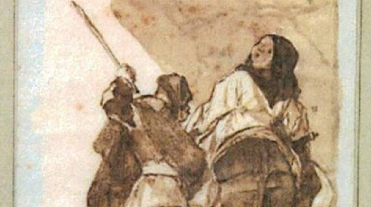 Detalle del dibujo 'En voyage' de Goya