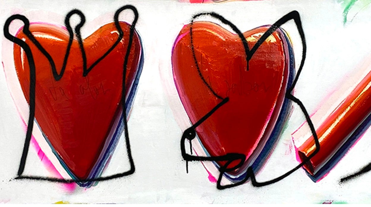 'Happy Holiday, (2022). Óleo, esmalte, rotulador y spray sobre tela