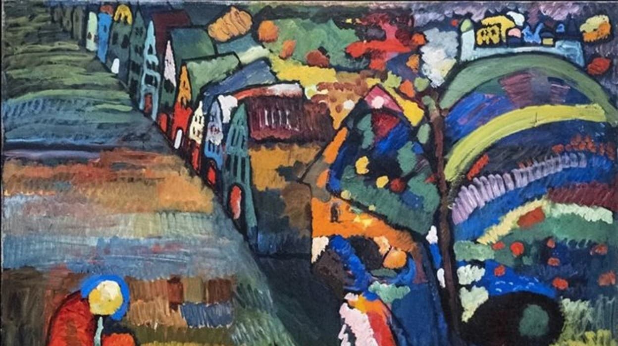Fragmento de 'Bild mit Häisern' (Cuadro con casas) de Kandinsky