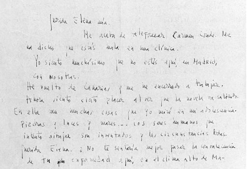 Carta de Carmen Laforet a Elena Fortún