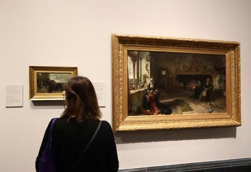 Dos obras de Pradilla. A la izquierda, 'Doña Juana la Loca en los adarves del castillo de la Mota' (1876). A la derecha, 'La reina doña Juana la Loca, recluida en Tordesillas con su hija, la infanta doña Catalina' (1906)