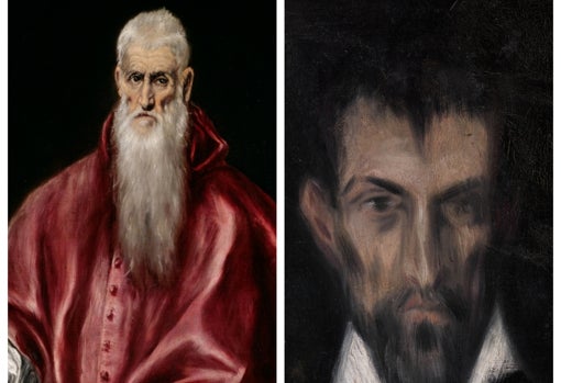 A la izquierda, 'San Jerónimo', de El Greco. A la derecha, 'Hombre, después de El Greco', de Picasso