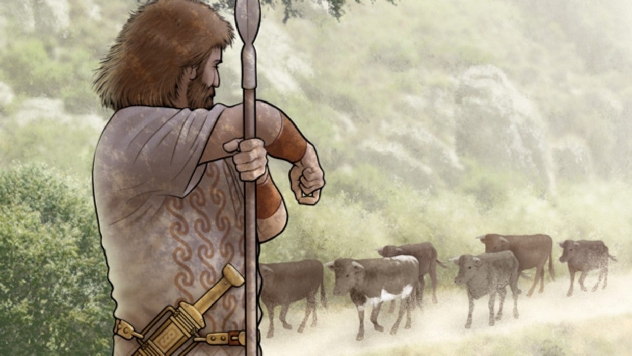 Ilustración de un guerrero-pastor vacceo