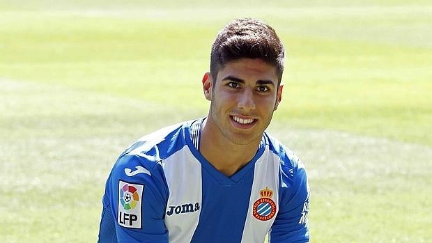 Marco Asensio, en su presentación con el Español