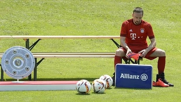 Franck Ribery, en un entrenamiento del Bayern