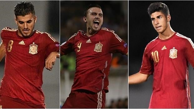 De izquierda a derecha, Dani Ceballos, Borja Mayoral y Marco Asensio