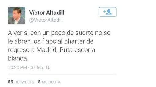 El tuit de Víctor Altadill