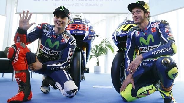 Lorenzo y Rossi, en la presentación de Yamaha hace unos días