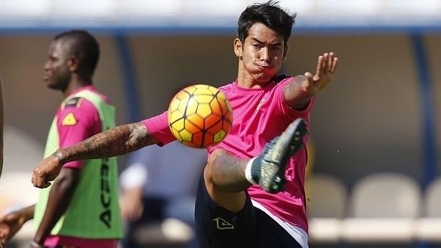 Araujo, en un entrenamiento con la Unión Deportiva Las Palmas