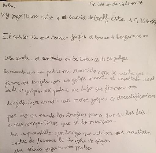 La emotiva carta del niño que devolvió sus trofeos por cometer un error