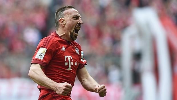 Ribery celebra su gol en la Bundesliga