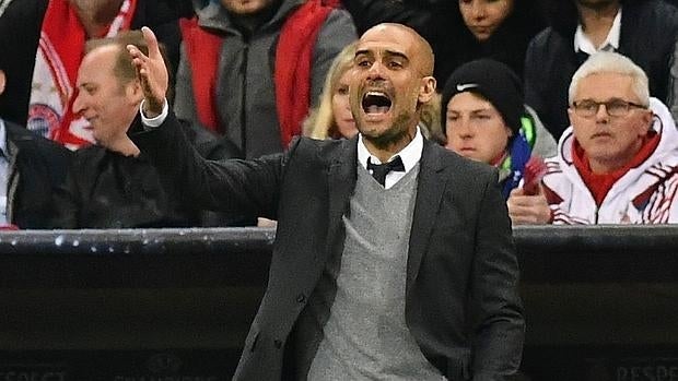 Pep Guardiola, durante el Bayern-Atlético de Champions