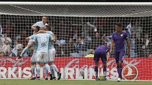 El Celta de Vigo celebra su victoria ante el Málaga la pasada jornada