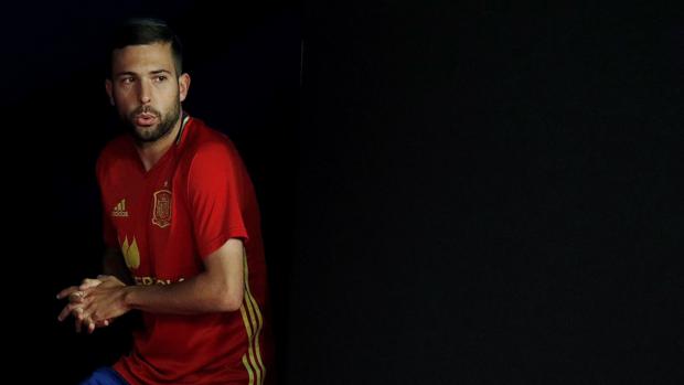 Jordi Alba, a su salida a la rueda de prensa