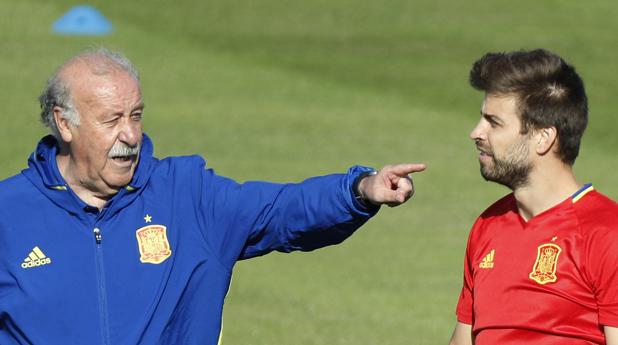 Del Bosque, en el entrenamiento del viernes de la selección española