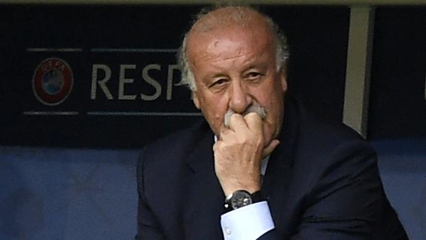 Vicente del Bosque, durante el partido ante Italia