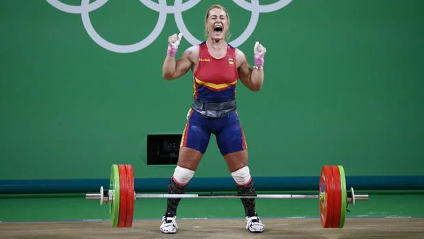 Lydia Valentín, durante su concurso en los Juegos de Río 2016