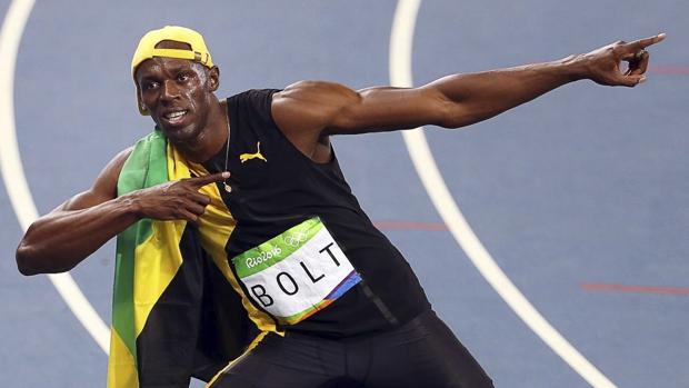 Usain Bolt, tras cruzar la línea de meta