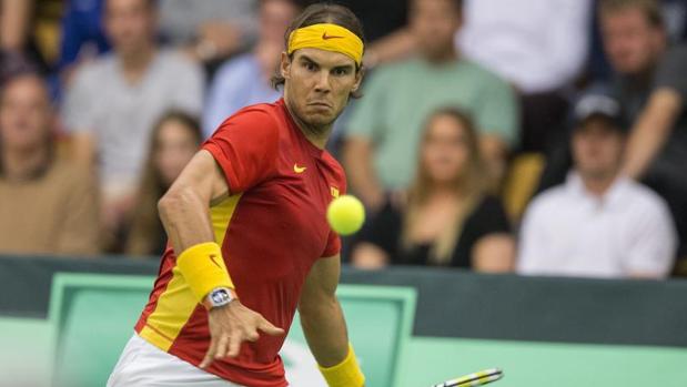 Rafa Nadal, representando a España durante un encuentro de Copa Davis