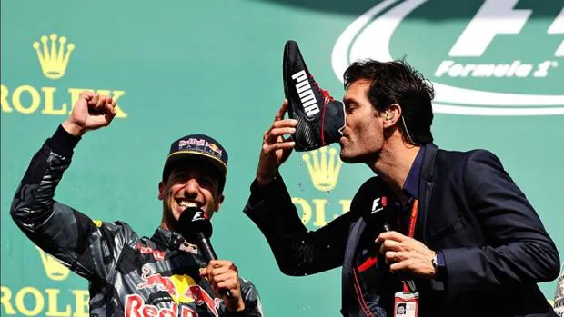 La peculiar celebración de Ricciardo y Webber