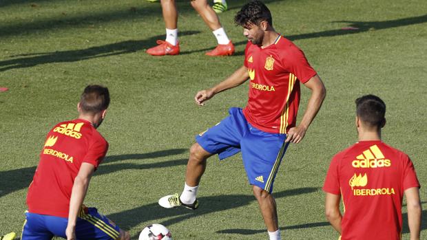 Diego Costa, en un entrenamiento de la selección