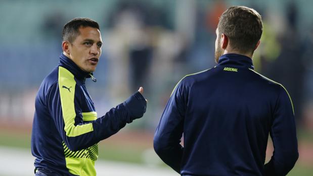 Alexis Sánchez, durante un entrenamiento con el Arsenal