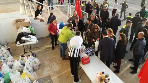 Recogida de alimentos realizada el pasado fin de semana en el estadio del Cartagena