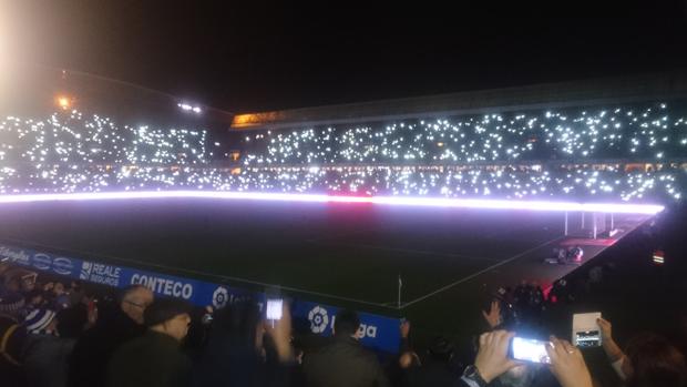 Imagen del estadio de Riazor tras el apagón