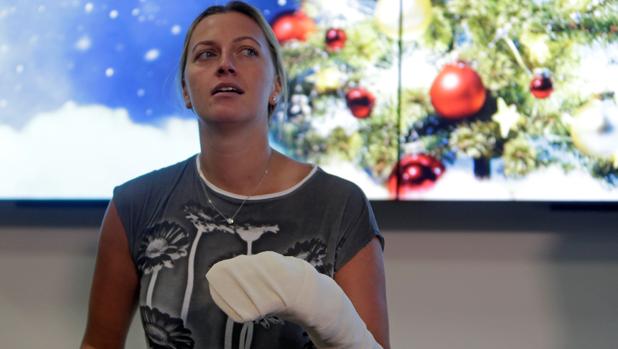 Kvitova, durante su comparecencia en el hospital