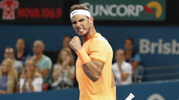 Rafa Nadal celebra un punto ante Dolgopolov