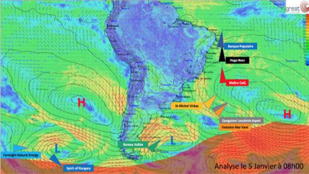 Armel Le Cléac´h, a 200 millas del Ecuador rumbo norte