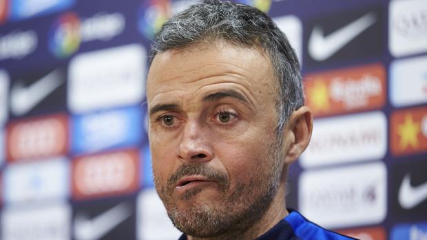 Luis Enrique, en la sala de prensa de la ciudad deportiva del Barcelona