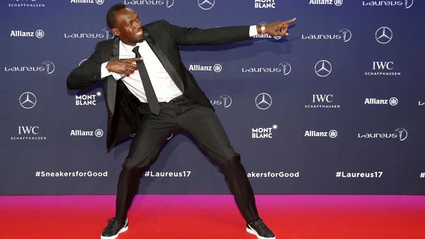 Usain Bolt, galardonado por cuarta vez con el Laureus, a su llegada a la Gala