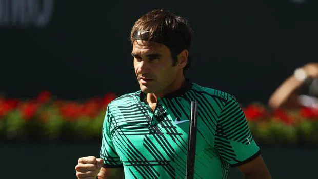 Federer celebra un punto en la final de Indian Wells