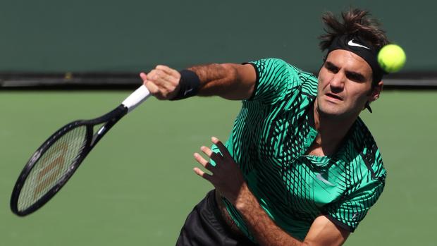 Federer celebra un punto en la final de Indian Wells