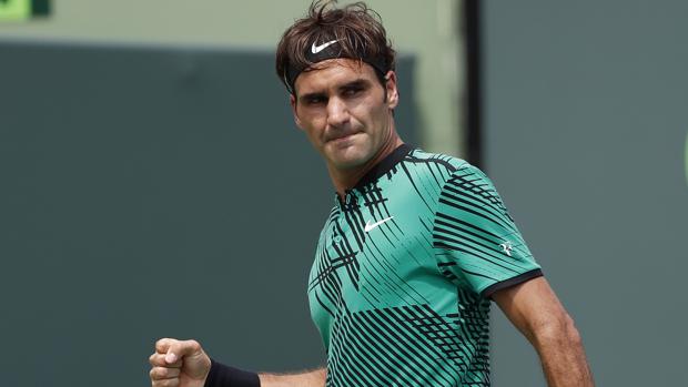 Roger Federer, durante la final de Miami ante Rafa Nadal