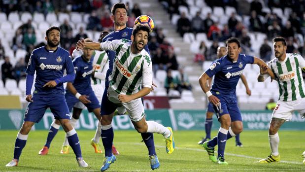 Caro, en el Getafe-Córdoba CF de la primera vuelta de competición