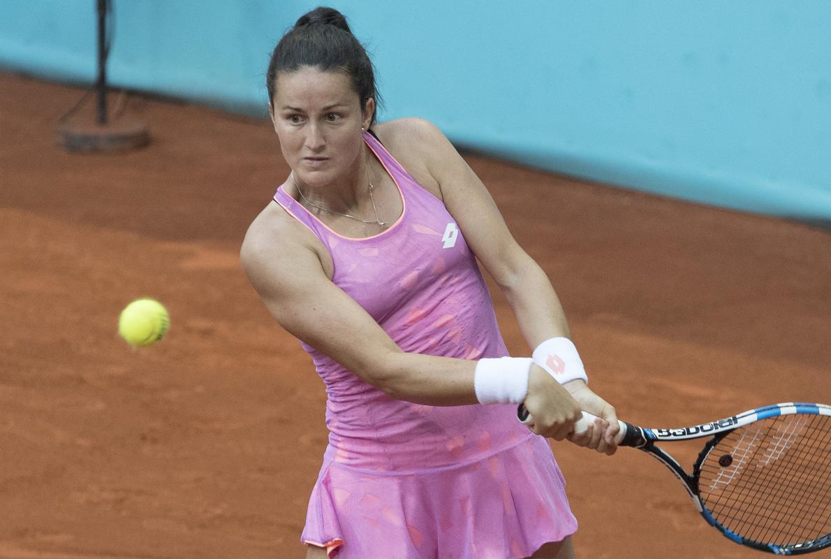 Lara Arruabarrena, durante el partido que disputó ayer