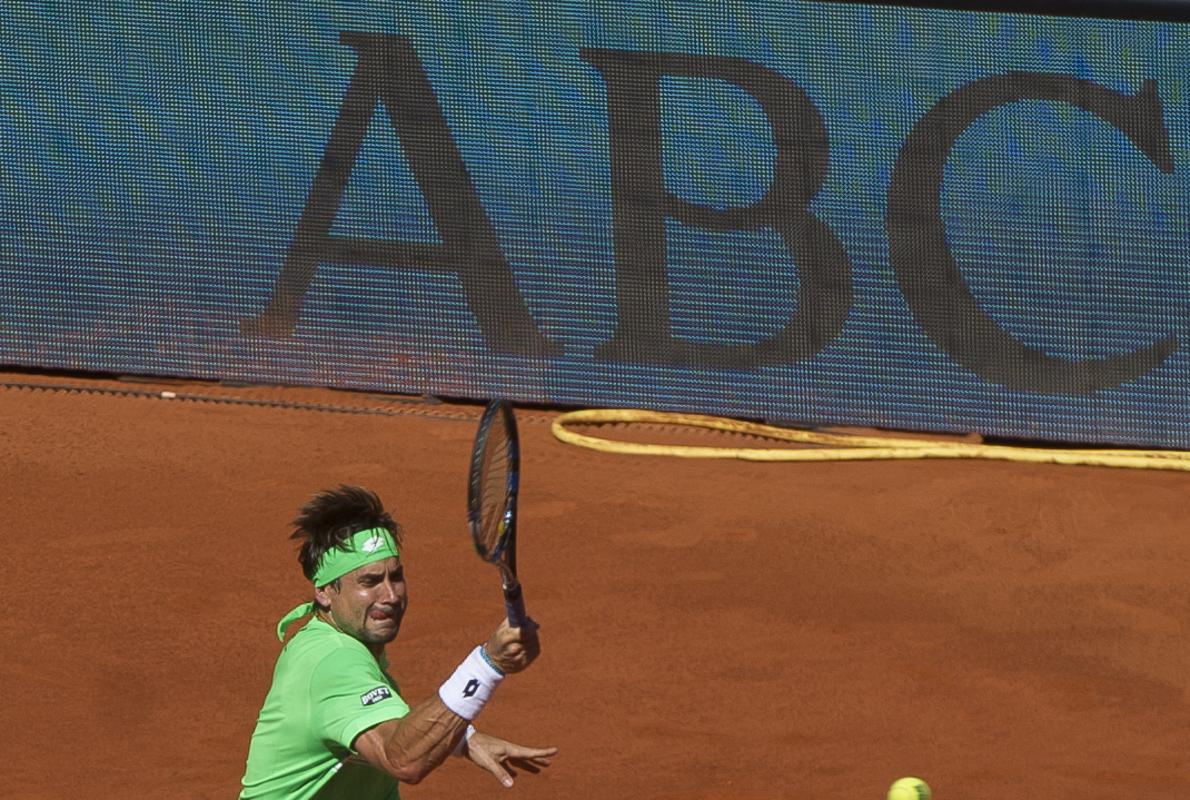 El español David Ferrer durante el partido de primera ronda en el Mutua Madrid Open