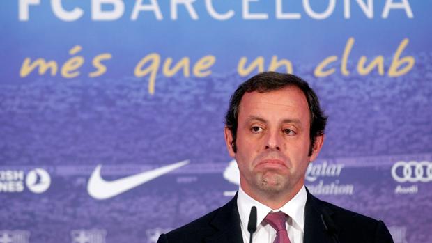 Sandro Rosell durante una rueda de prensa cuando era presidente del Barcelona