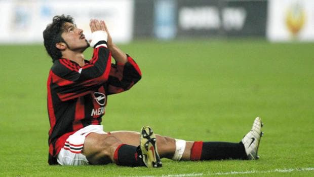 Gattuso, en un partido con el Milán