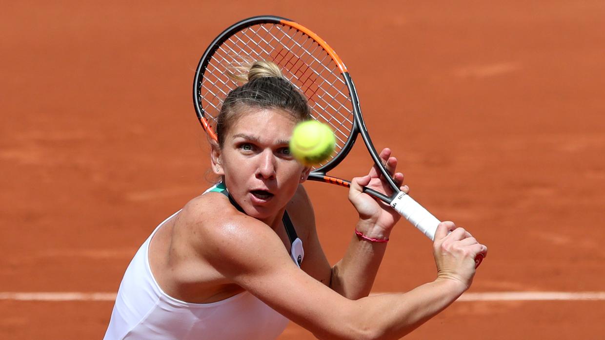 Halep, durante el encuentro ante Svitolina