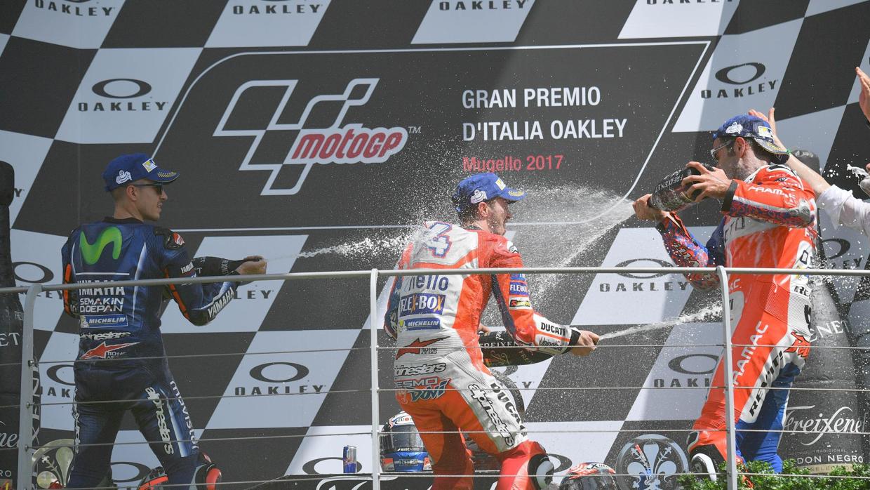 Viñales, Dovizioso y Petrucci, en el podio del GP de Italia 2017